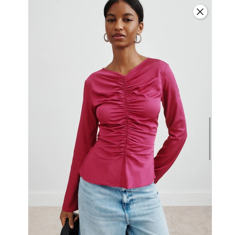 THIRD FORM Allure Gathered Long Sleeve Blouse Size US 6